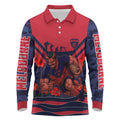 Personalised Melbourne Demons ANZAC Long Sleeve Polo Shirt Military Remembrance Australian Football Mascot Camouflage
