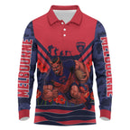 Personalised Melbourne Demons ANZAC Long Sleeve Polo Shirt Military Remembrance Australian Football Mascot Camouflage