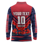 Personalised Melbourne Demons ANZAC Long Sleeve Polo Shirt Military Remembrance Australian Football Mascot Camouflage