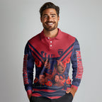 Personalised Melbourne Demons ANZAC Long Sleeve Polo Shirt Military Remembrance Australian Football Mascot Camouflage