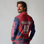 Personalised Melbourne Demons ANZAC Long Sleeve Polo Shirt Military Remembrance Australian Football Mascot Camouflage