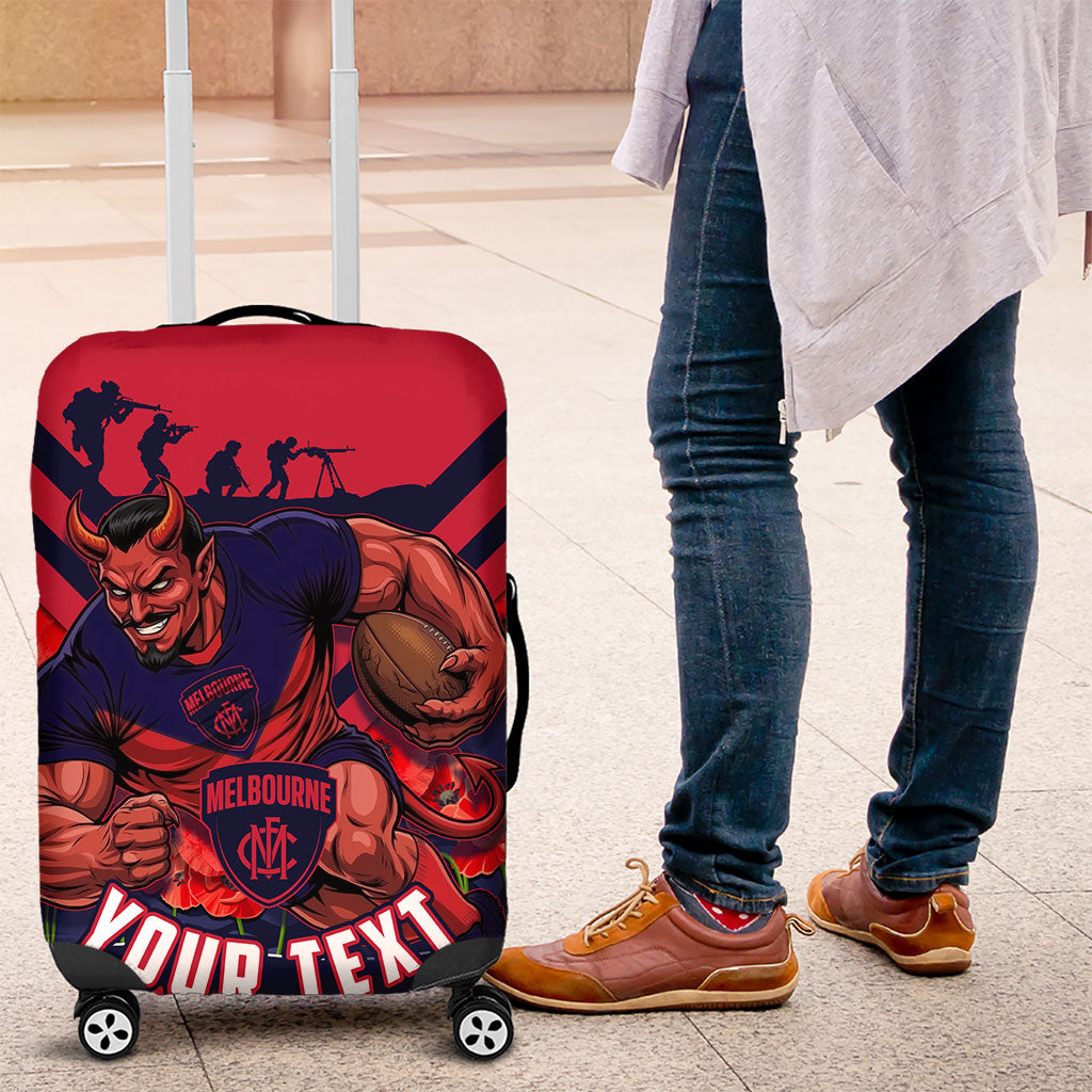 Personalised Melbourne Demons ANZAC Luggage Cover Military Remembrance Australian Football Mascot Camouflage