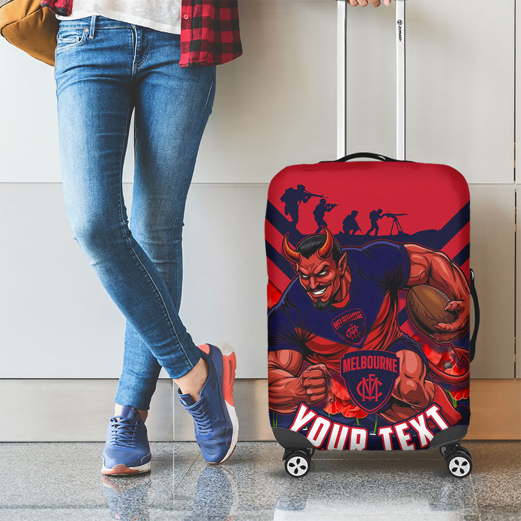 Personalised Melbourne Demons ANZAC Luggage Cover Military Remembrance Australian Football Mascot Camouflage
