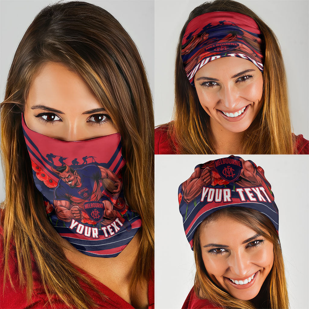 Personalised Melbourne Demons ANZAC Neck Gaiter Military Remembrance Australian Football Mascot Camouflage