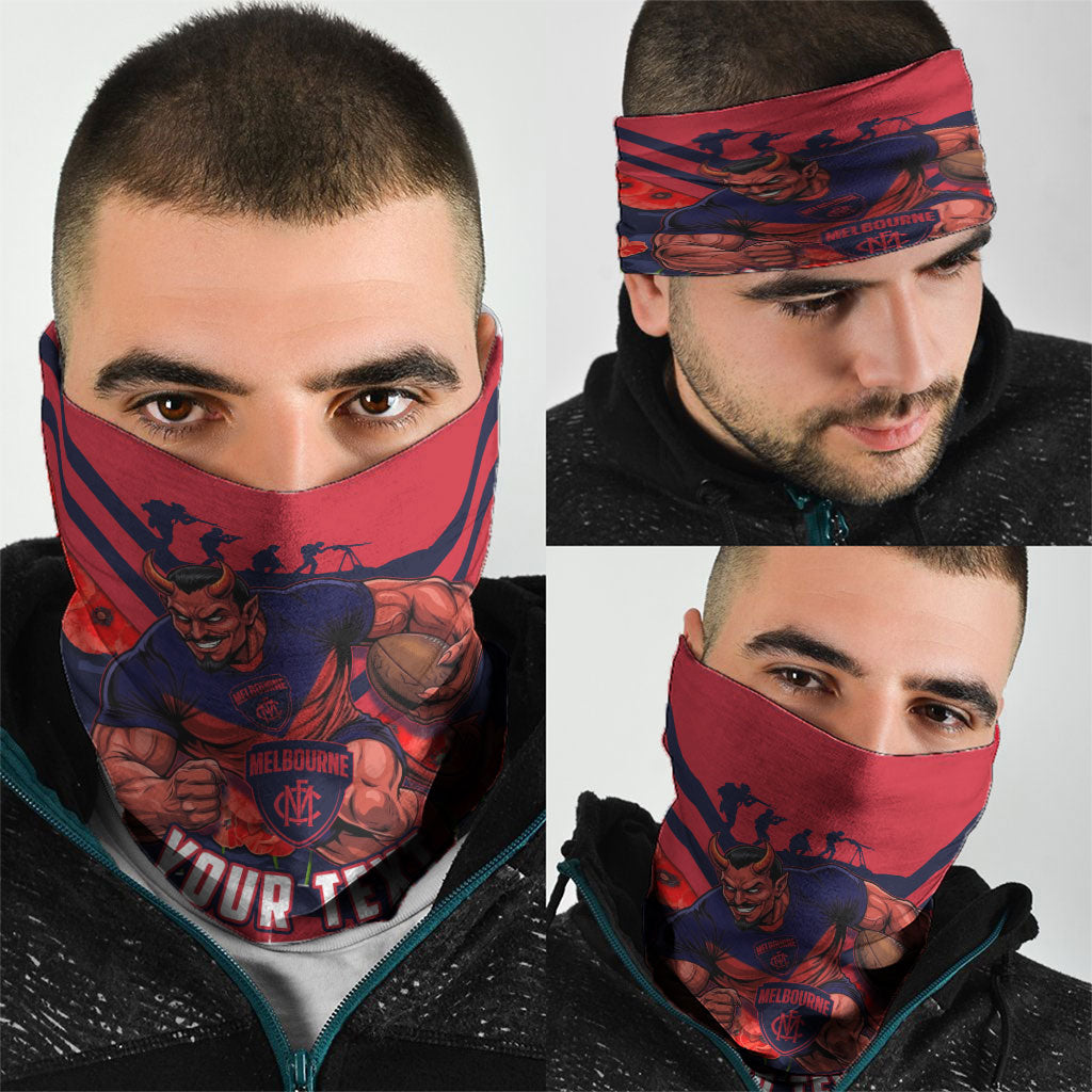 Personalised Melbourne Demons ANZAC Neck Gaiter Military Remembrance Australian Football Mascot Camouflage
