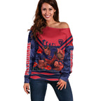 Personalised Melbourne Demons ANZAC Off Shoulder Sweater Military Remembrance Australian Football Mascot Camouflage