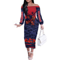 Personalised Melbourne Demons ANZAC Off The Shoulder Long Sleeve Dress Military Remembrance Australian Football Mascot Camouflage