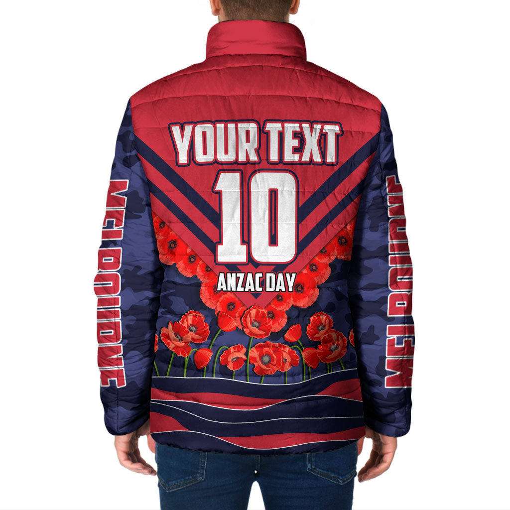 Personalised Melbourne Demons ANZAC Padded Jacket Military Remembrance Australian Football Mascot Camouflage