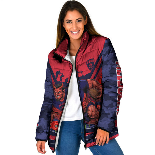 Personalised Melbourne Demons ANZAC Padded Jacket Military Remembrance Australian Football Mascot Camouflage