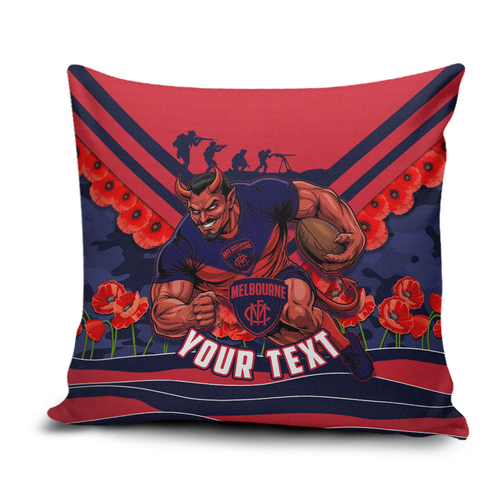 Personalised Melbourne Demons ANZAC Pillow Cover Military Remembrance Australian Football Mascot Camouflage