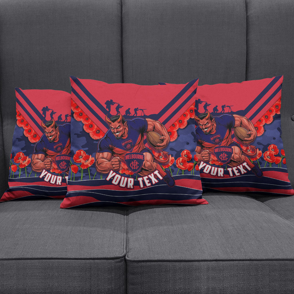 Personalised Melbourne Demons ANZAC Pillow Cover Military Remembrance Australian Football Mascot Camouflage