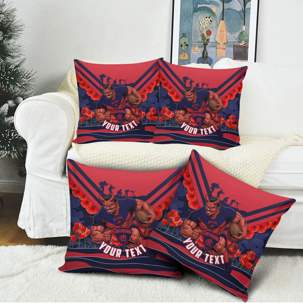 Personalised Melbourne Demons ANZAC Pillow Cover Military Remembrance Australian Football Mascot Camouflage