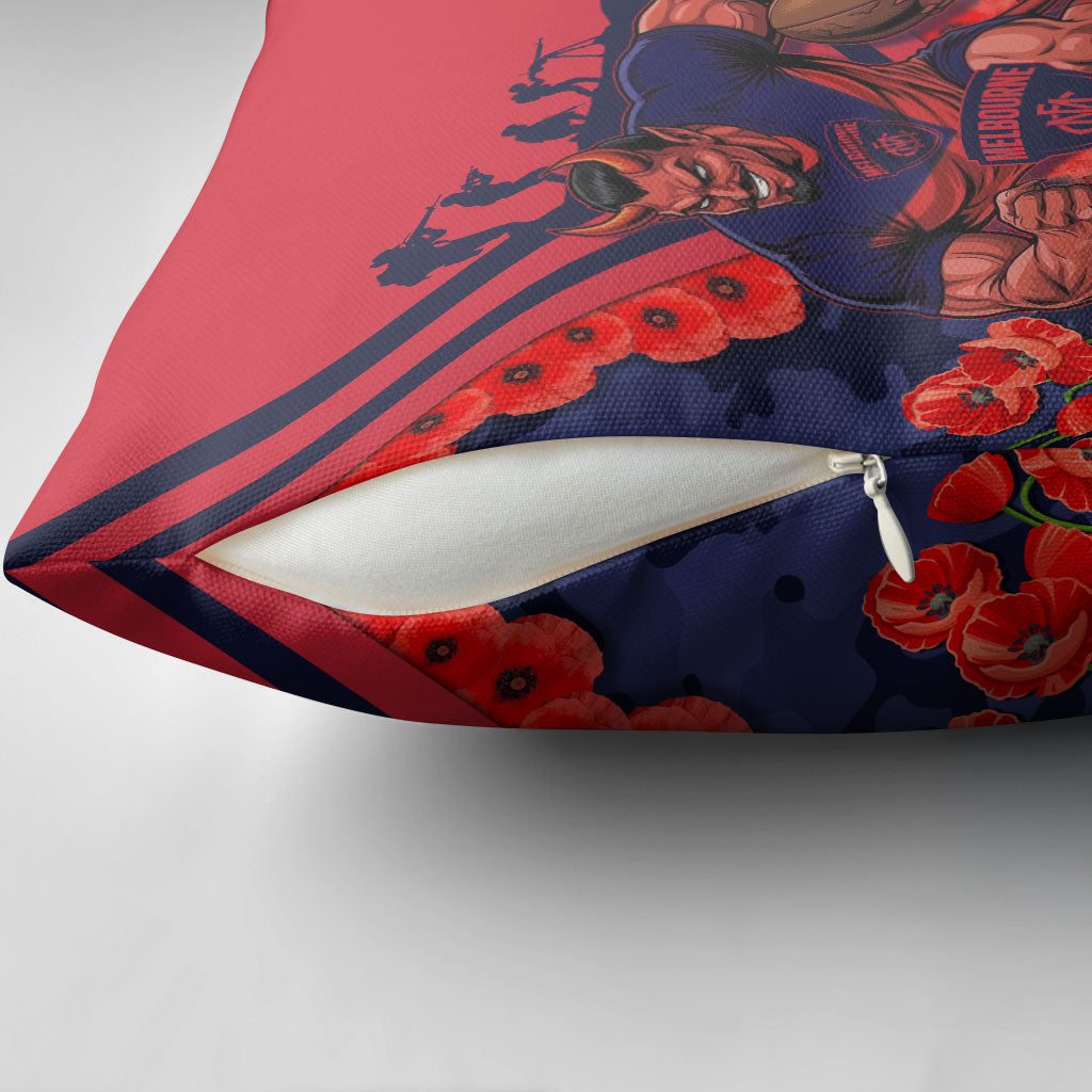 Personalised Melbourne Demons ANZAC Pillow Cover Military Remembrance Australian Football Mascot Camouflage