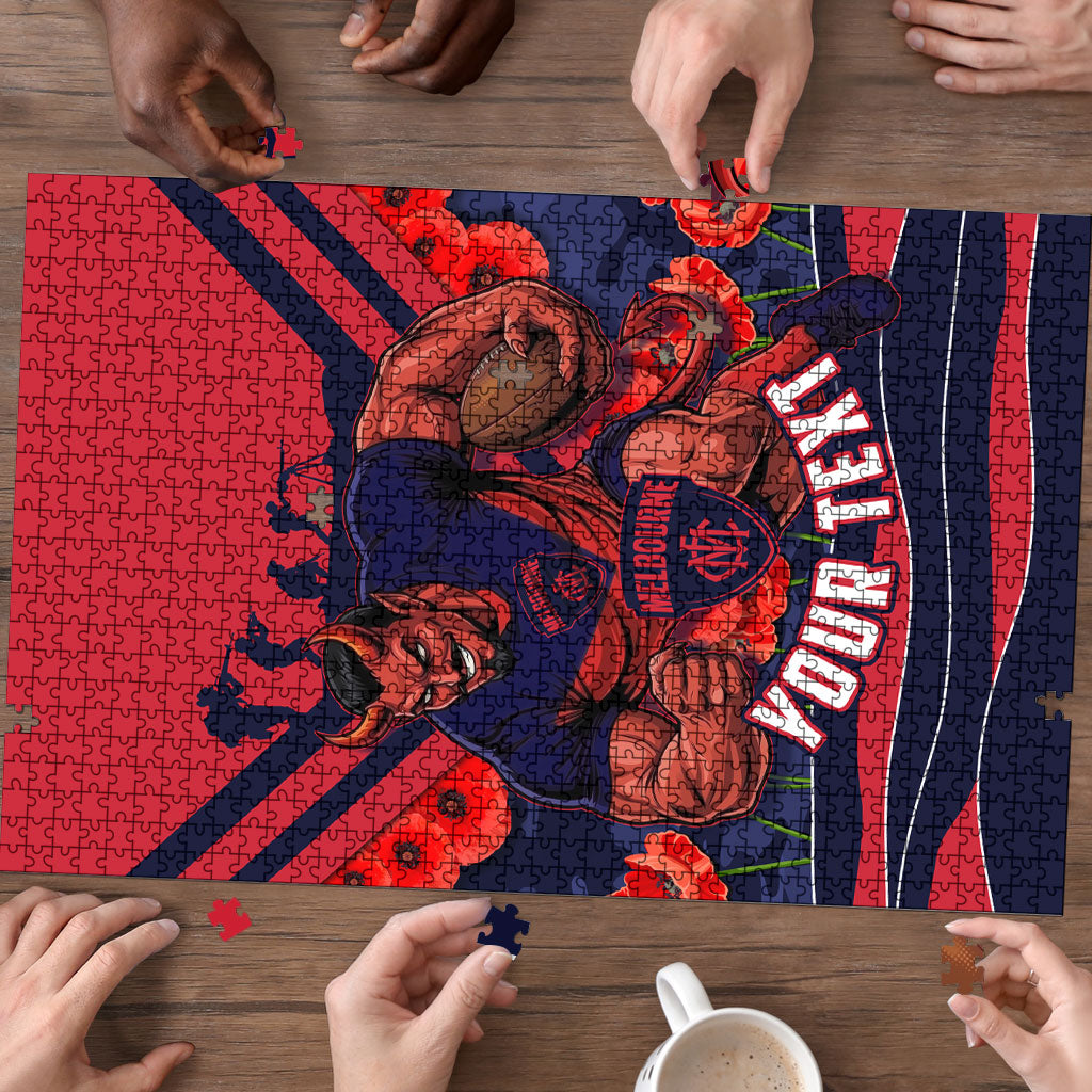Personalised Melbourne Demons ANZAC Puzzle Military Remembrance Australian Football Mascot Camouflage