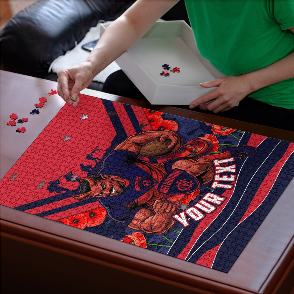 Personalised Melbourne Demons ANZAC Puzzle Military Remembrance Australian Football Mascot Camouflage