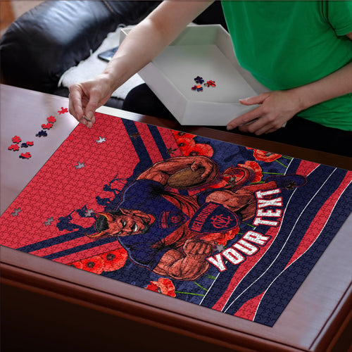Personalised Melbourne Demons ANZAC Puzzle Military Remembrance Australian Football Mascot Camouflage
