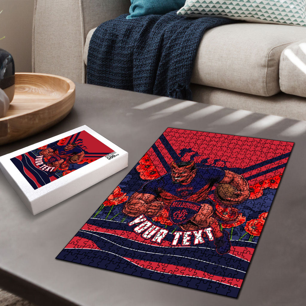 Personalised Melbourne Demons ANZAC Puzzle Military Remembrance Australian Football Mascot Camouflage