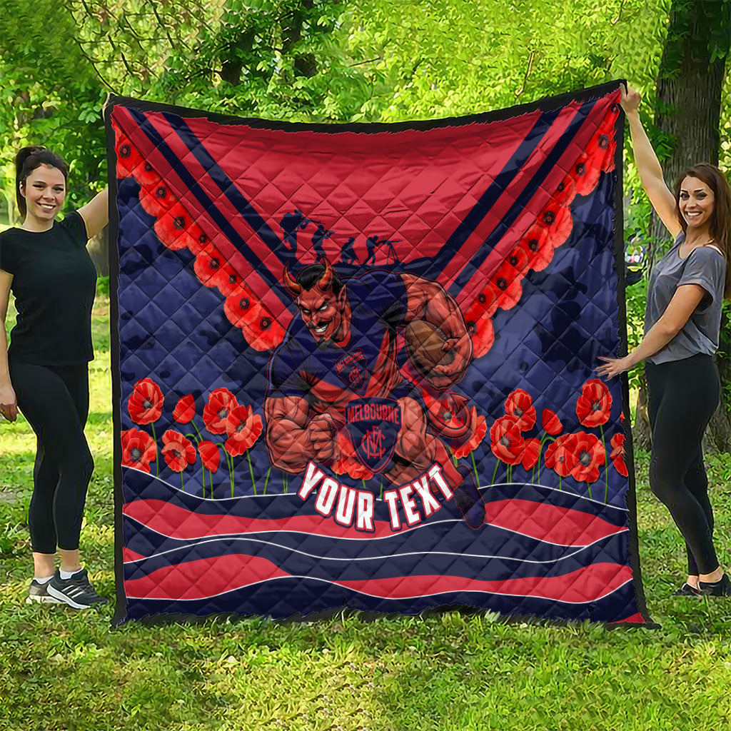 Personalised Melbourne Demons ANZAC Quilt Military Remembrance Australian Football Mascot Camouflage
