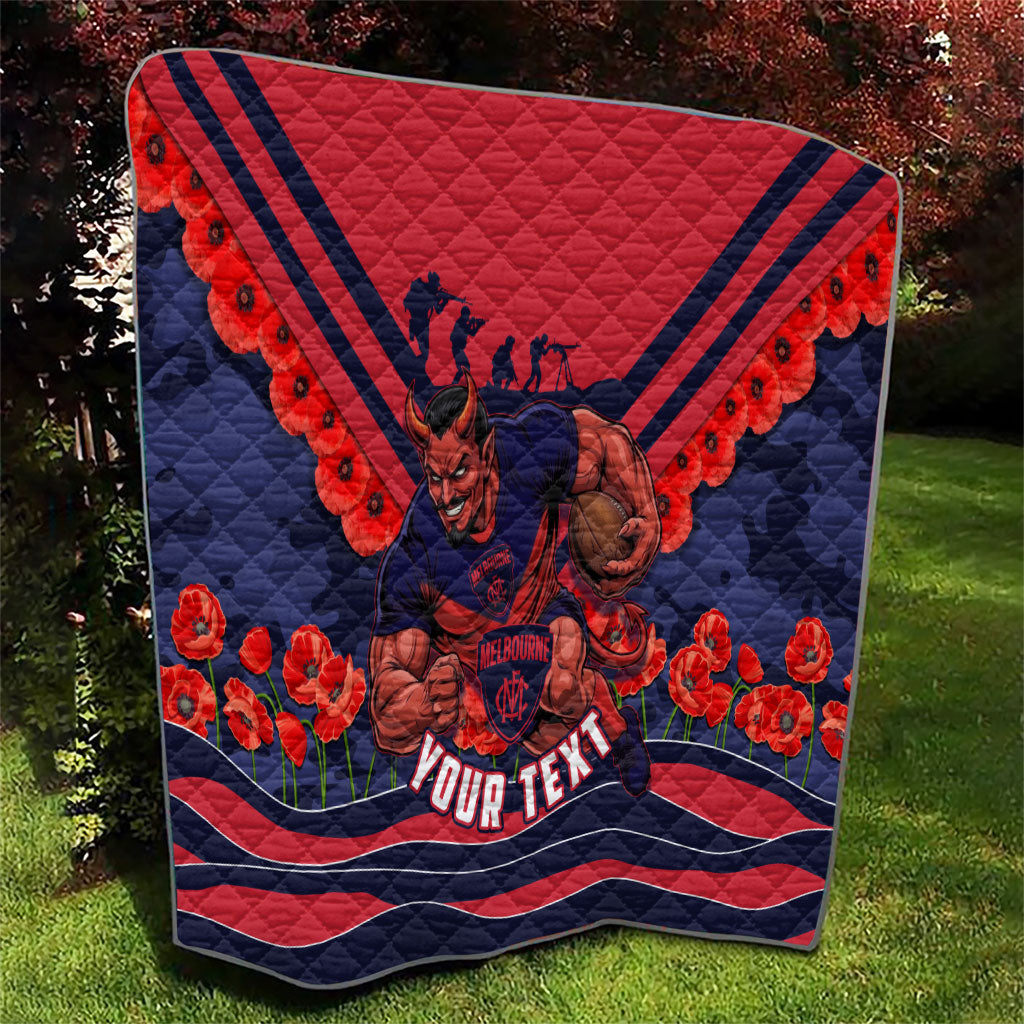Personalised Melbourne Demons ANZAC Quilt Military Remembrance Australian Football Mascot Camouflage