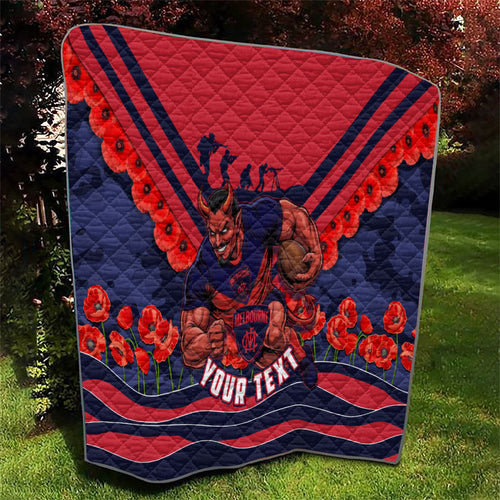 Personalised Melbourne Demons ANZAC Quilt Military Remembrance Australian Football Mascot Camouflage