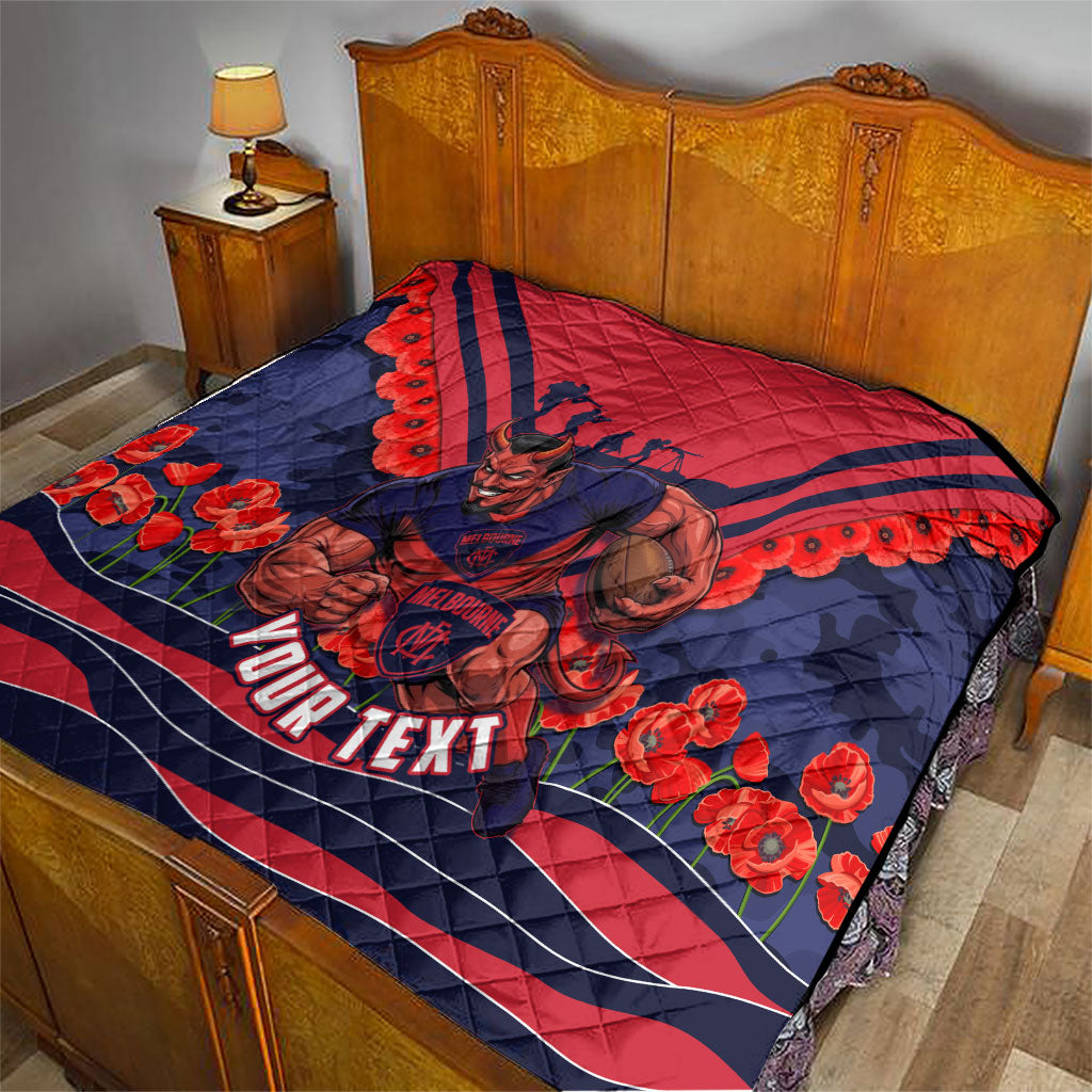 Personalised Melbourne Demons ANZAC Quilt Military Remembrance Australian Football Mascot Camouflage