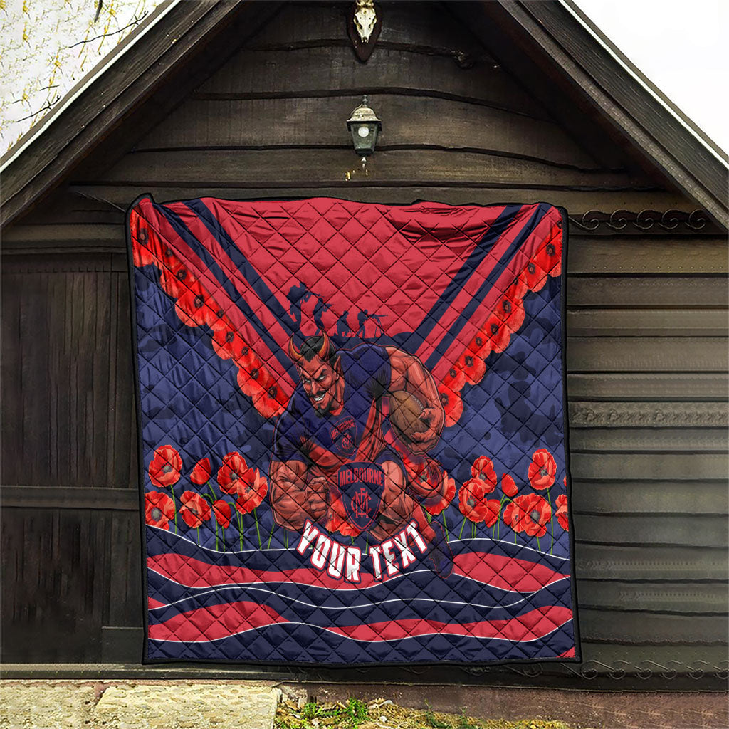 Personalised Melbourne Demons ANZAC Quilt Military Remembrance Australian Football Mascot Camouflage
