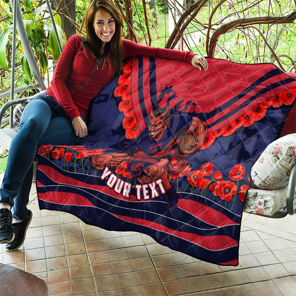 Personalised Melbourne Demons ANZAC Quilt Military Remembrance Australian Football Mascot Camouflage