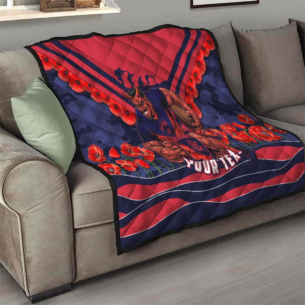 Personalised Melbourne Demons ANZAC Quilt Military Remembrance Australian Football Mascot Camouflage