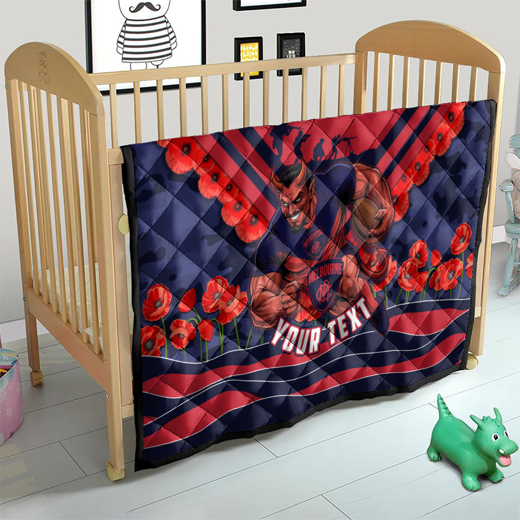 Personalised Melbourne Demons ANZAC Quilt Military Remembrance Australian Football Mascot Camouflage