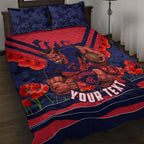 Personalised Melbourne Demons ANZAC Quilt Bed Set Military Remembrance Australian Football Mascot Camouflage