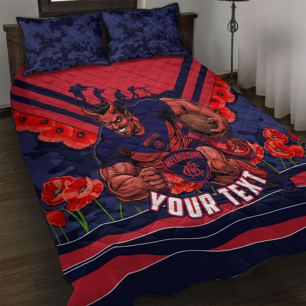 Personalised Melbourne Demons ANZAC Quilt Bed Set Military Remembrance Australian Football Mascot Camouflage
