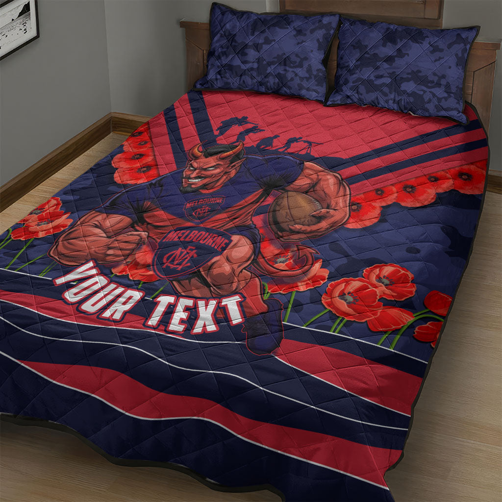 Personalised Melbourne Demons ANZAC Quilt Bed Set Military Remembrance Australian Football Mascot Camouflage