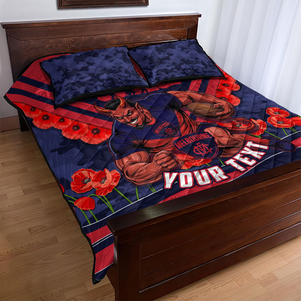 Personalised Melbourne Demons ANZAC Quilt Bed Set Military Remembrance Australian Football Mascot Camouflage