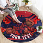 Personalised Melbourne Demons ANZAC Round Carpet Military Remembrance Australian Football Mascot Camouflage