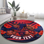 Personalised Melbourne Demons ANZAC Round Carpet Military Remembrance Australian Football Mascot Camouflage
