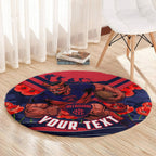 Personalised Melbourne Demons ANZAC Round Carpet Military Remembrance Australian Football Mascot Camouflage
