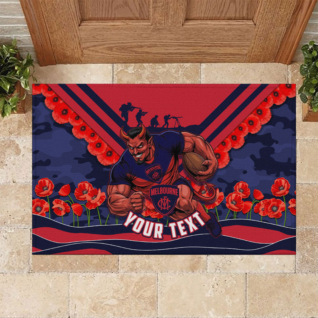 Personalised Melbourne Demons ANZAC Rubber Doormat Military Remembrance Australian Football Mascot Camouflage