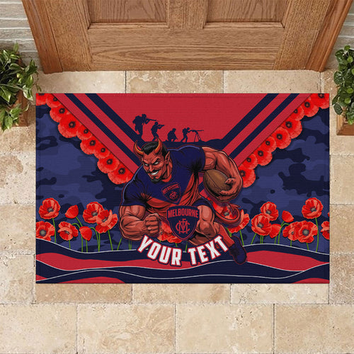 Personalised Melbourne Demons ANZAC Rubber Doormat Military Remembrance Australian Football Mascot Camouflage