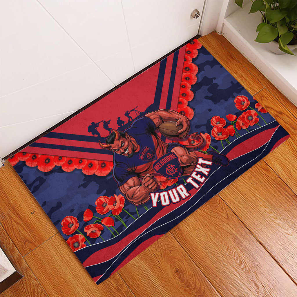 Personalised Melbourne Demons ANZAC Rubber Doormat Military Remembrance Australian Football Mascot Camouflage