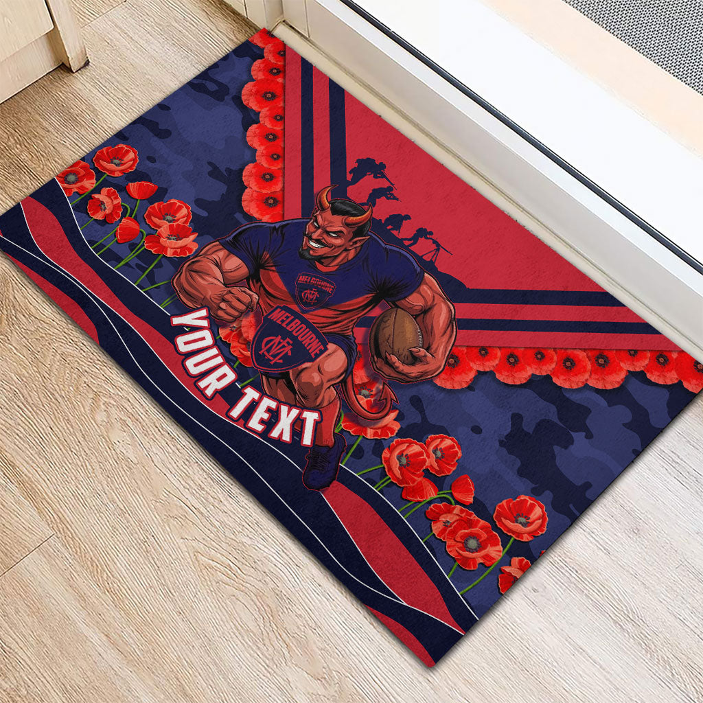 Personalised Melbourne Demons ANZAC Rubber Doormat Military Remembrance Australian Football Mascot Camouflage