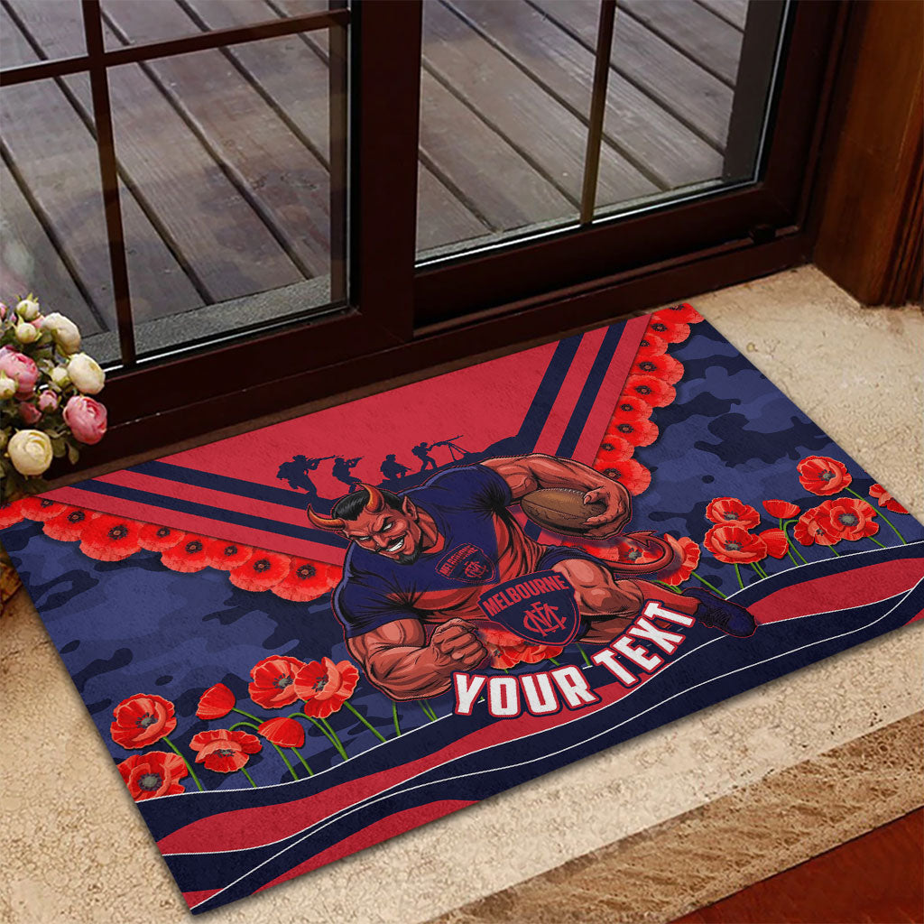 Personalised Melbourne Demons ANZAC Rubber Doormat Military Remembrance Australian Football Mascot Camouflage