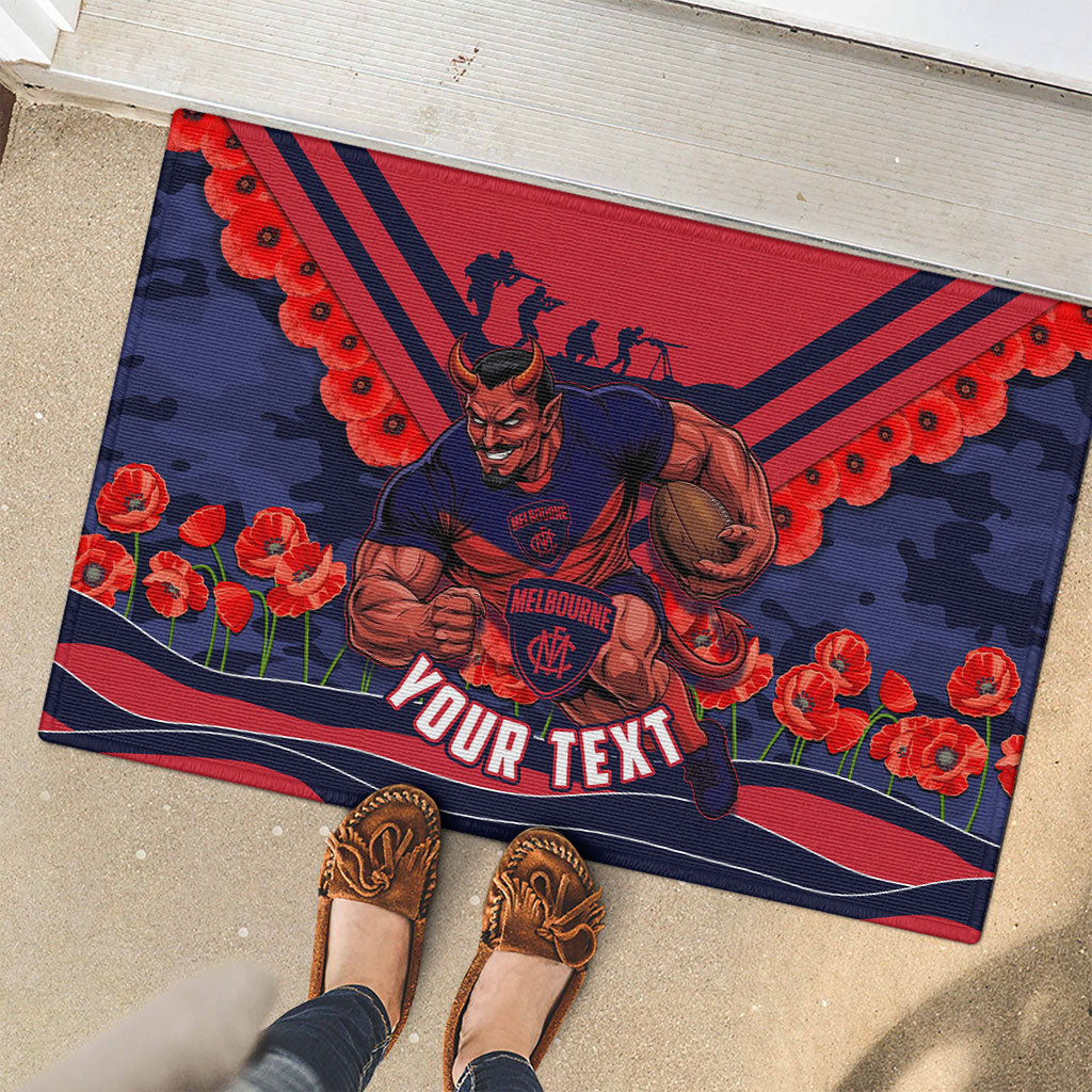 Personalised Melbourne Demons ANZAC Rubber Doormat Military Remembrance Australian Football Mascot Camouflage