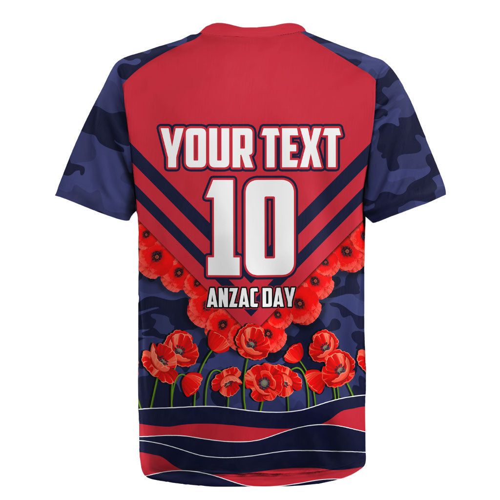 Personalised Melbourne Demons ANZAC Rugby Jersey Military Remembrance Australian Football Mascot Camouflage