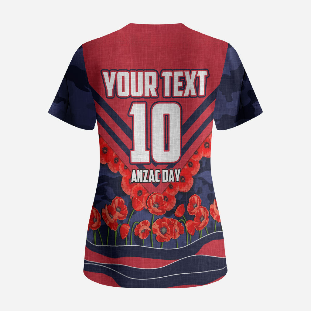 Personalised Melbourne Demons ANZAC Scrub Top Military Remembrance Australian Football Mascot Camouflage