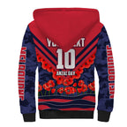 Personalised Melbourne Demons ANZAC Sherpa Hoodie Military Remembrance Australian Football Mascot Camouflage