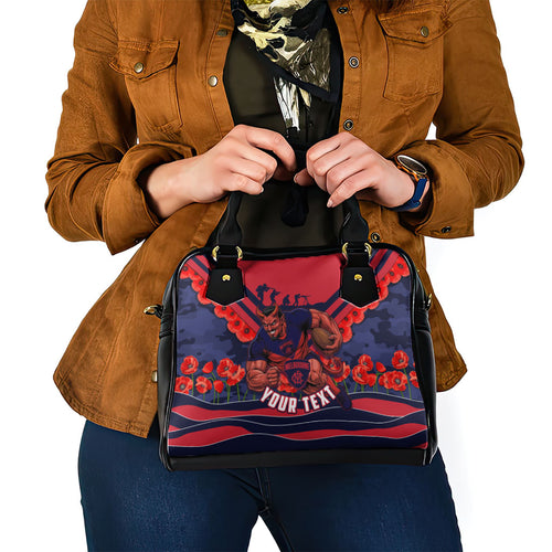 Personalised Melbourne Demons ANZAC Shoulder Handbag Military Remembrance Australian Football Mascot Camouflage