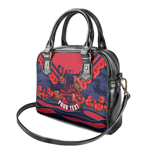 Personalised Melbourne Demons ANZAC Shoulder Handbag Military Remembrance Australian Football Mascot Camouflage