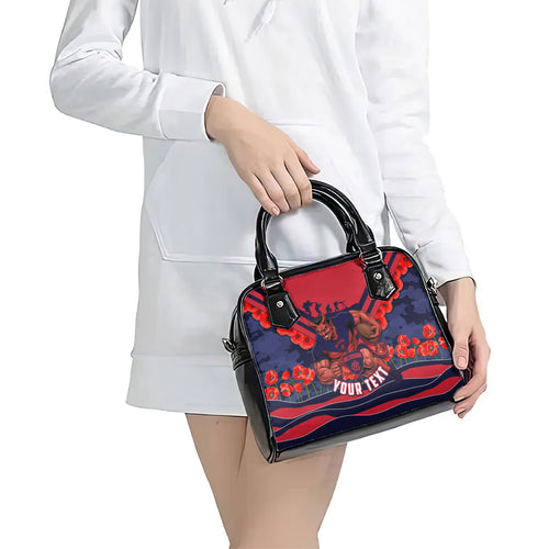 Personalised Melbourne Demons ANZAC Shoulder Handbag Military Remembrance Australian Football Mascot Camouflage