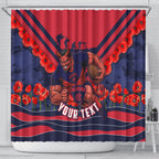Personalised Melbourne Demons ANZAC Shower Curtain Military Remembrance Australian Football Mascot Camouflage