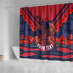 Personalised Melbourne Demons ANZAC Shower Curtain Military Remembrance Australian Football Mascot Camouflage